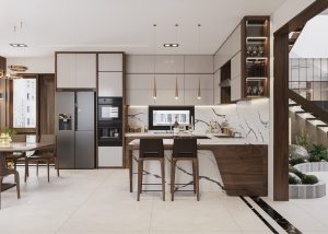 AA+ Design - tủ bếp gỗ óc chó